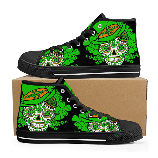 St patrick's day sugar skull sneakers, Candy skull sneakers gift, sugar skull men sneakers, dia de los muertos skull men shoes, mexico shoes