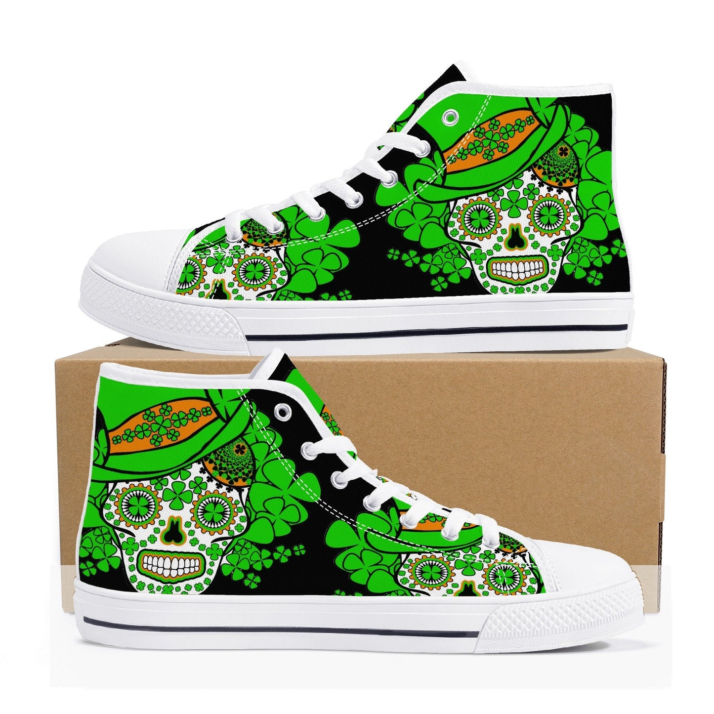 St patrick's day sugar skull sneakers, Candy skull sneakers gift, sugar skull men sneakers, dia de los muertos skull men shoes, mexico shoes