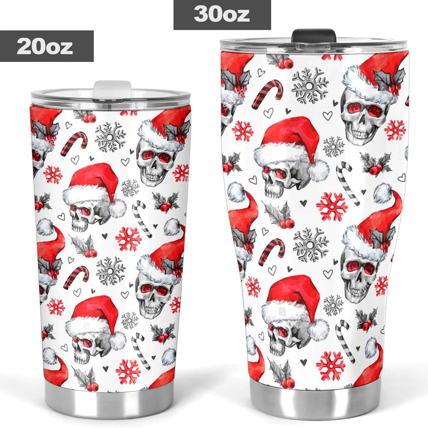 Santa claus skull tumbler, flaming skull Mug, evil tumbler, death skull freezer Mug, biker skull tumbler cup mug, halloween tumbler cup mug