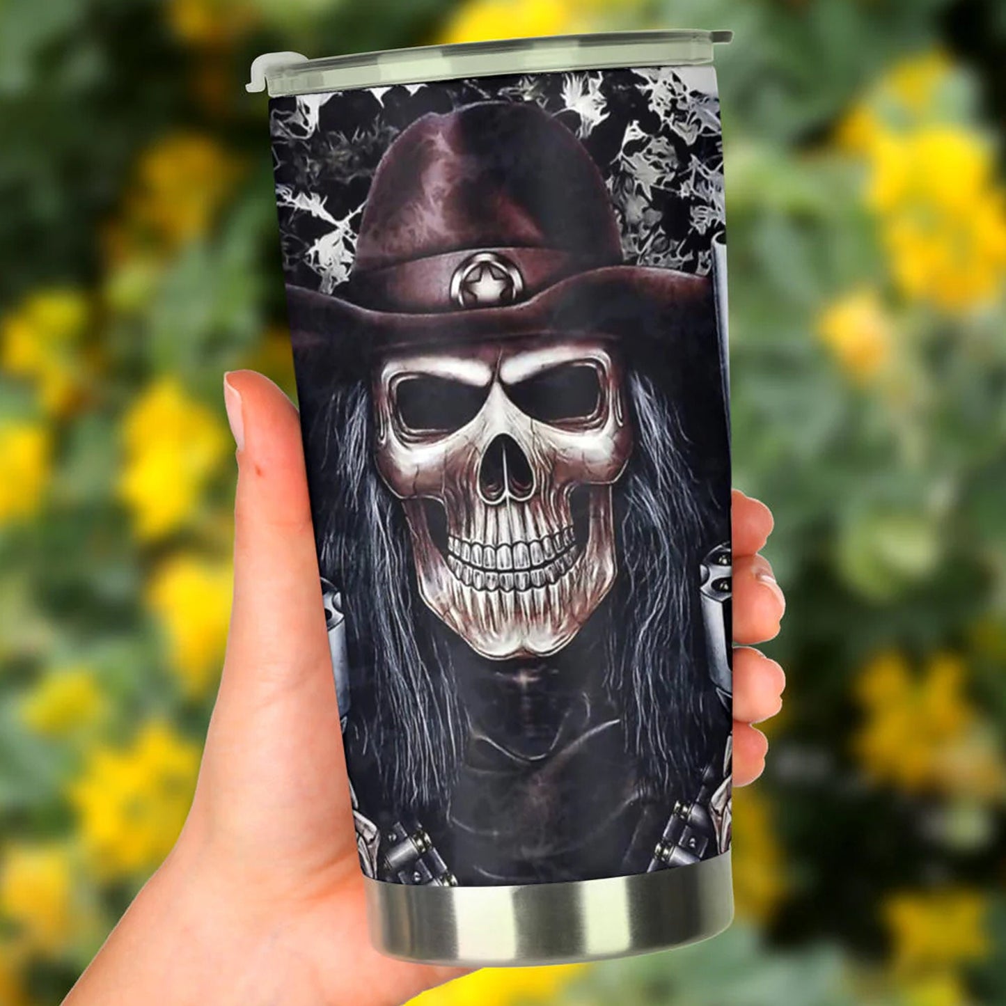 Reaper skull travel mug, skull beer mug, motorcycle skull tumbler cup mug, goth jumbo Mug, grim reaper freezer Mug, skull in fire tumblr mug