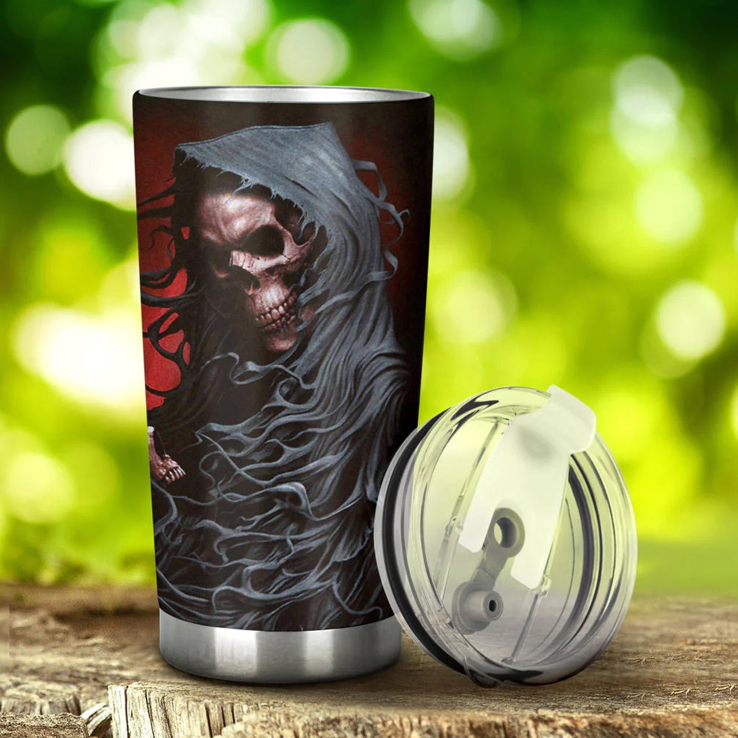 Horror mug, flame skull tumblr, skeleton freezer Mug, rose skull tumblr, flaming skull cup, gothic skull freezer Mug, floral skull tumbler