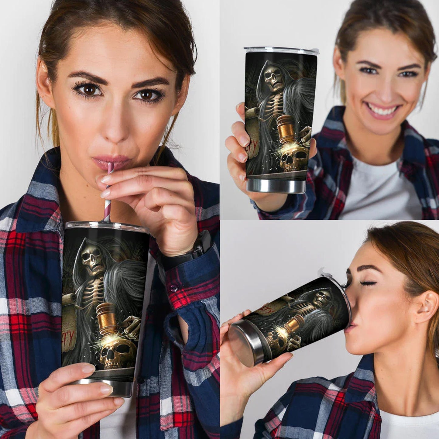 Halloween mug, punisher skull tumblr, horror mug, skeleton beer mug, grim reaper coffee mug, skull tumbler cup mug, floral skull mug tumbler