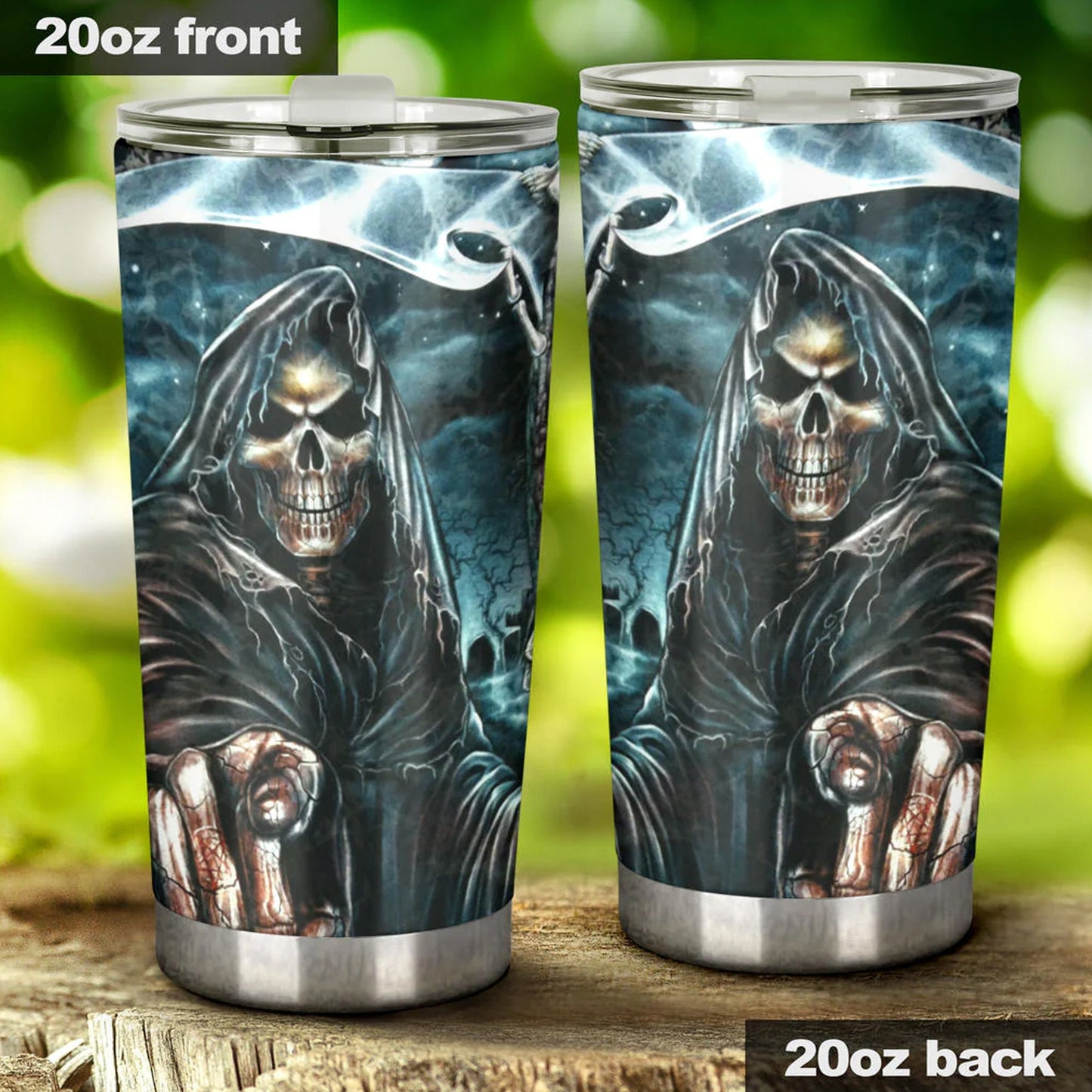 Motorcycle skull mug, halloween freezer Mug, death skull tumbler cup mug, motorcycle skull tumblr, grim reaper cup, biker skull travel mug
