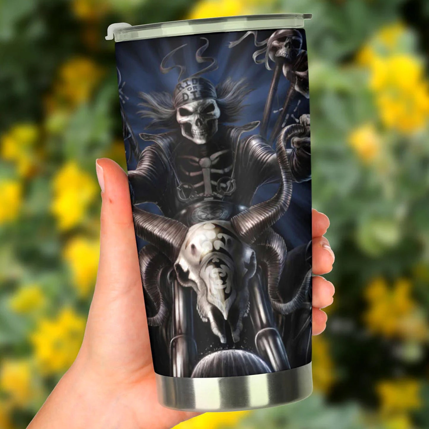 Punisher skull travel mug, skull in fire cup, gothic skull cup, christmas skull travel mug, punisher skull jumbo Mug biker skull tumbler cup