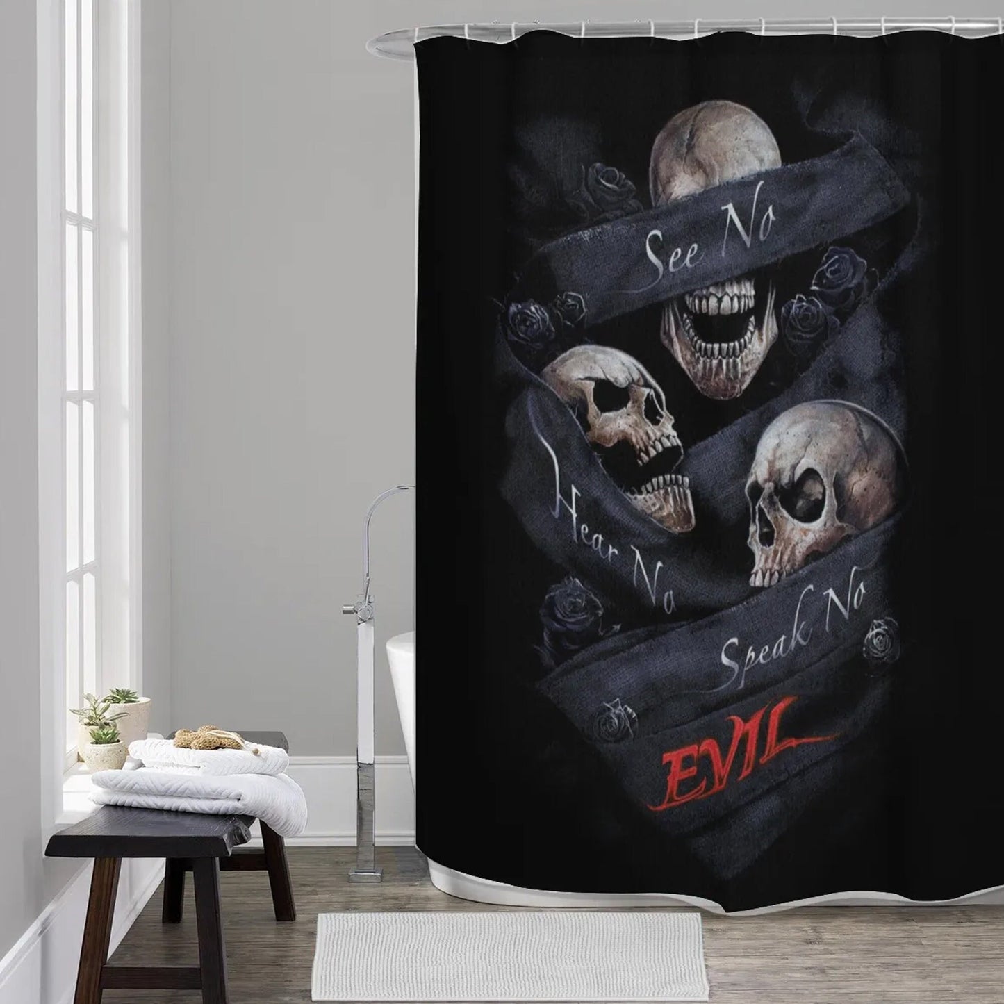Evil bath rug, halloween rug for bathroom flaming skull bathroom toilet set punisher skull shower curtain grim reaper shower curtain bathrug
