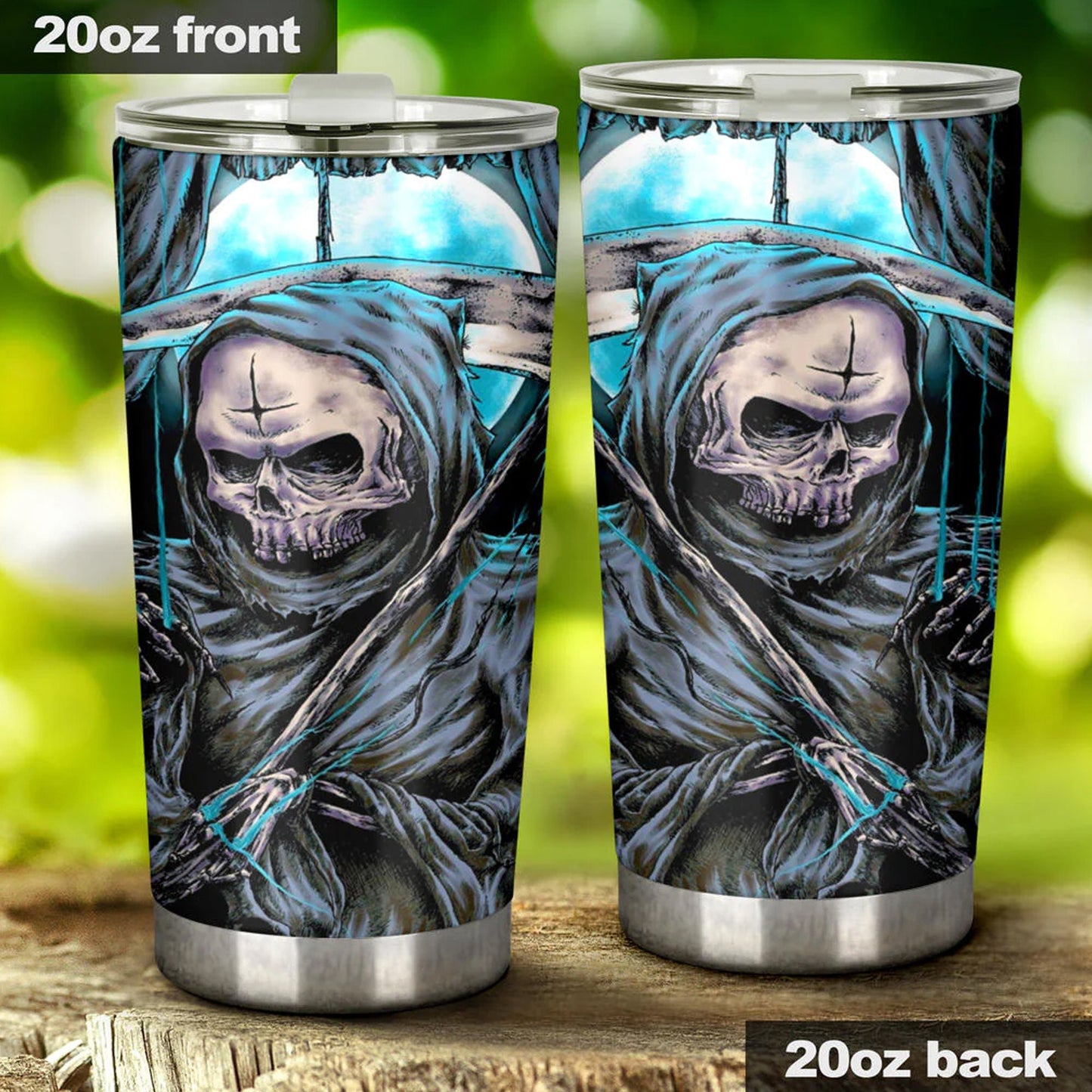 Motorcycle skull cup, horror beer mug, horror mug, grim reaper tumbler cup mug, biker skull travel mug, skull beer mug, flower skull tumblr
