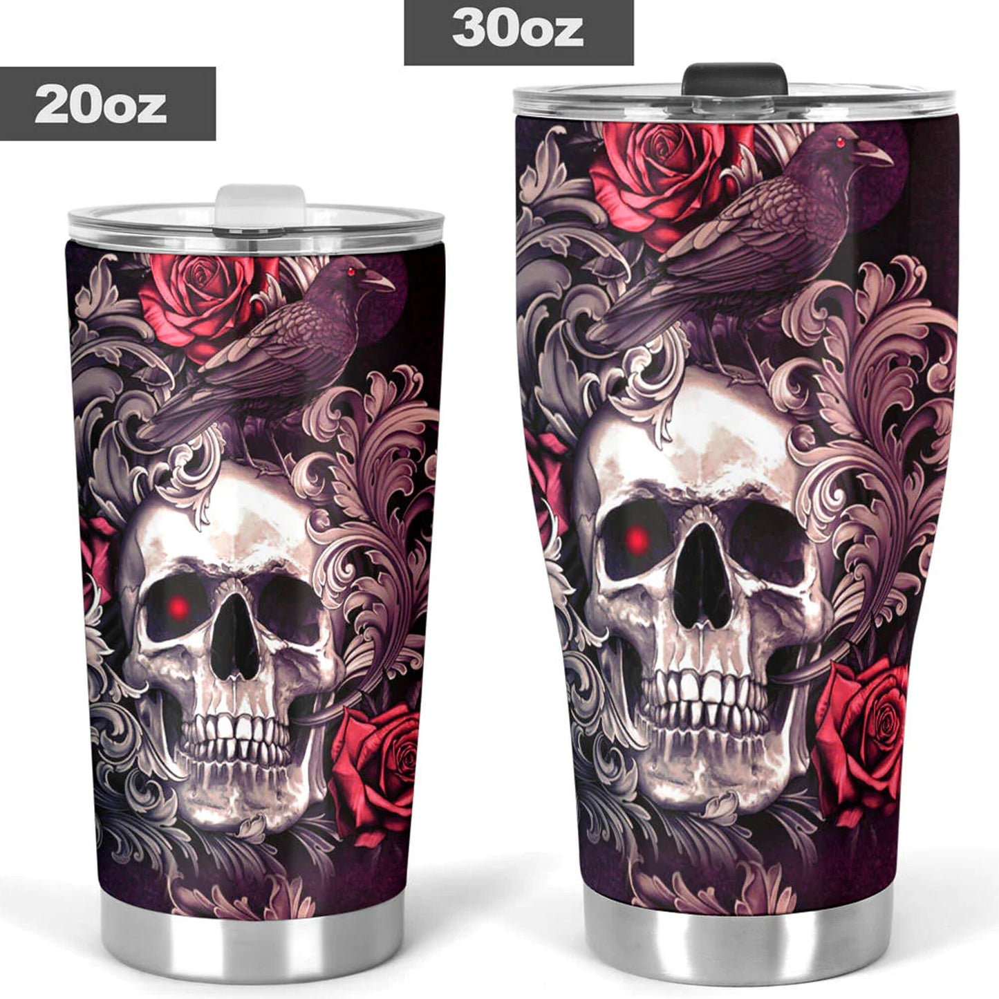 Skeleton tumbler, death skull jumbo Mug, motorcycle skull tumbler cup mug, flower skull coffee mug grim reaper coffee mug, flaming skull mug