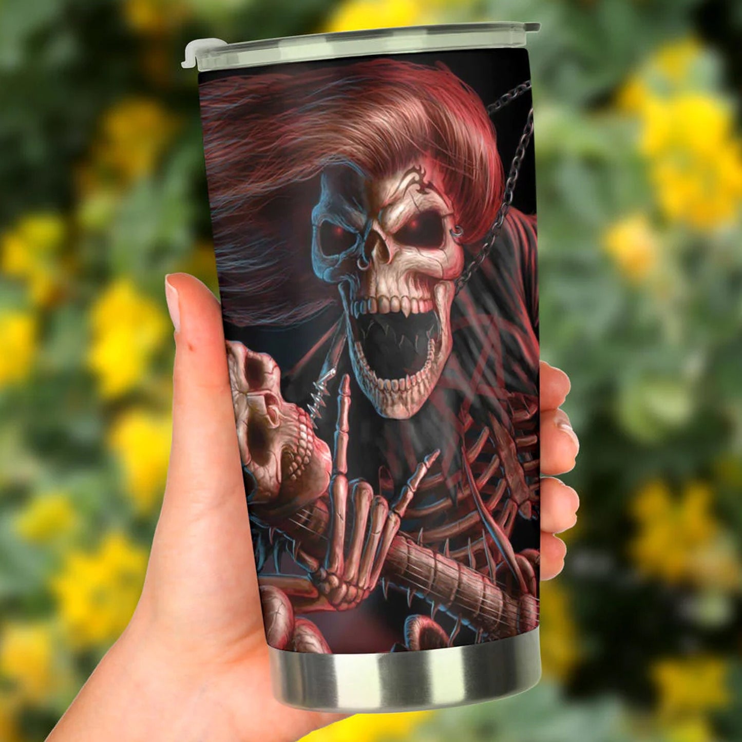Skeleton freezer Mug, skull mug, biker skull tumbler cup mug, halloween freezer Mug, halloween mug, punisher skull beer mug flower skull cup