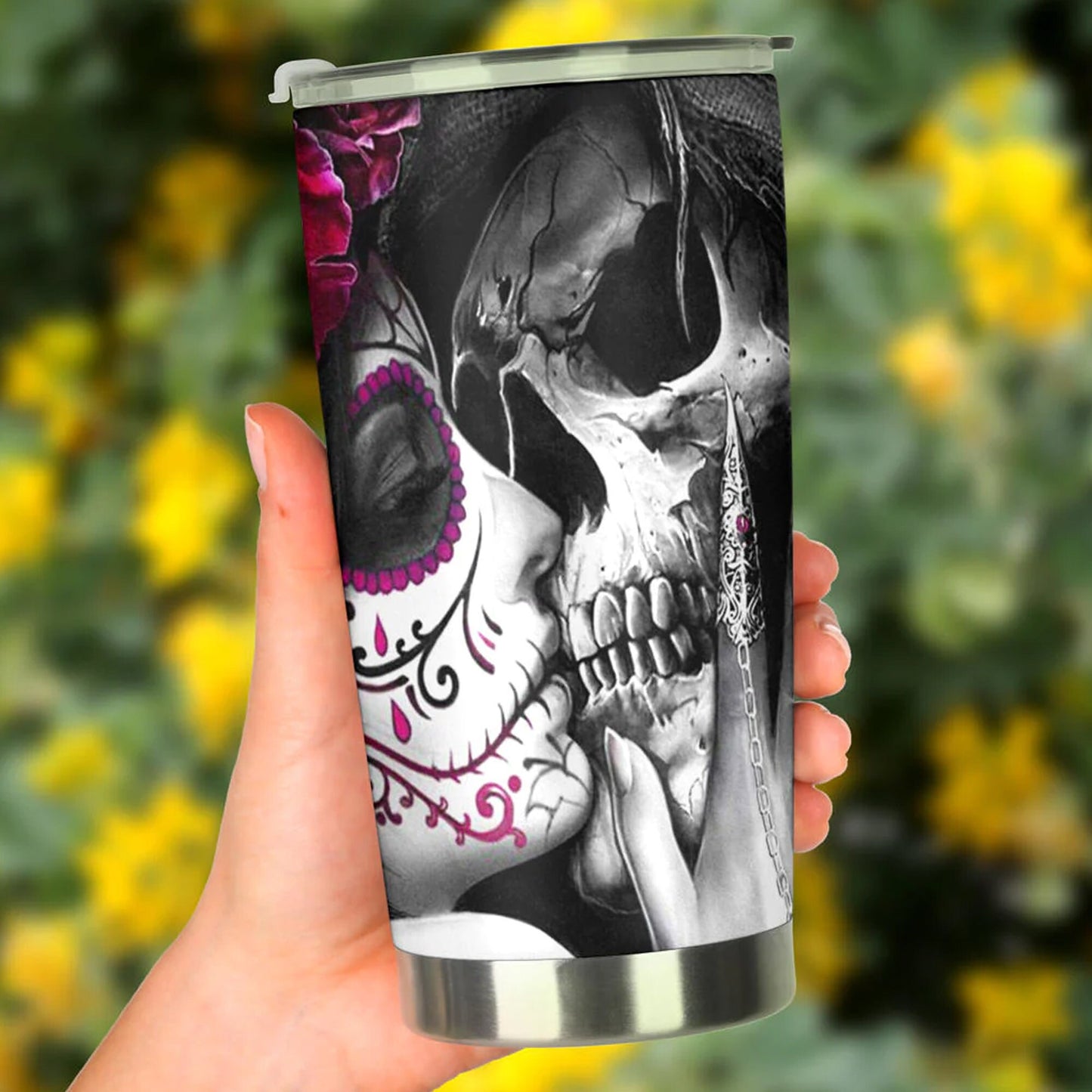 Sugar skull coffee mug, floral sugar skull mug, sugar skull beer mug, cinco de mayo skull cup, floral sugar skull freezer Mug tumbler cup