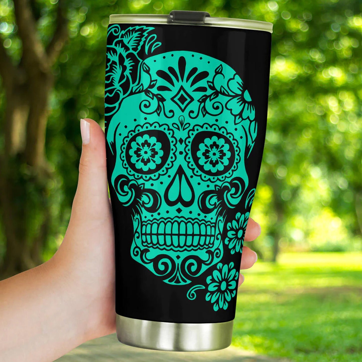 Dia de los muertos skull cup, mexican skull tumbler, sugar skull girl beer mug sugar skull girl beer mug floral skull freezer Mug, skull cup