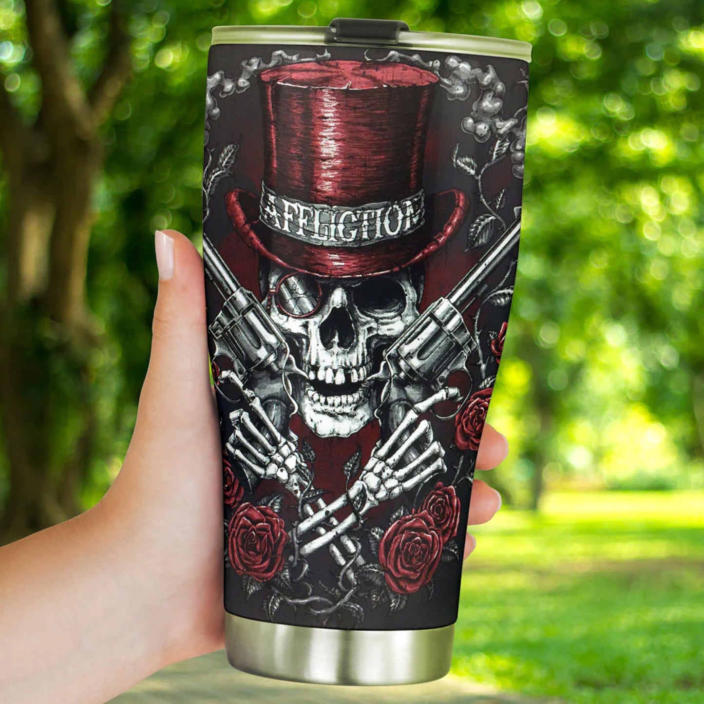 Skull tumbler cup mug, motorcycle skull travel mug, biker skull freezer Mug, flaming skull coffee mug, christmas skull jumbo Mug, gothic mug