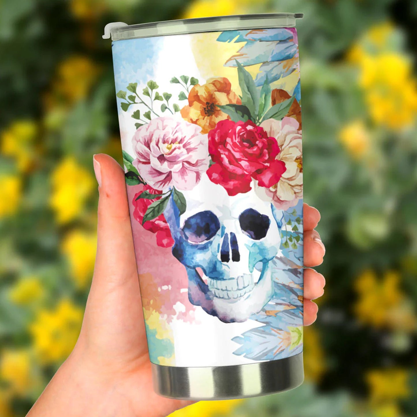 Skull tumbler cup mug, motorcycle skull travel mug, biker skull freezer Mug, flaming skull coffee mug, christmas skull jumbo Mug, gothic mug