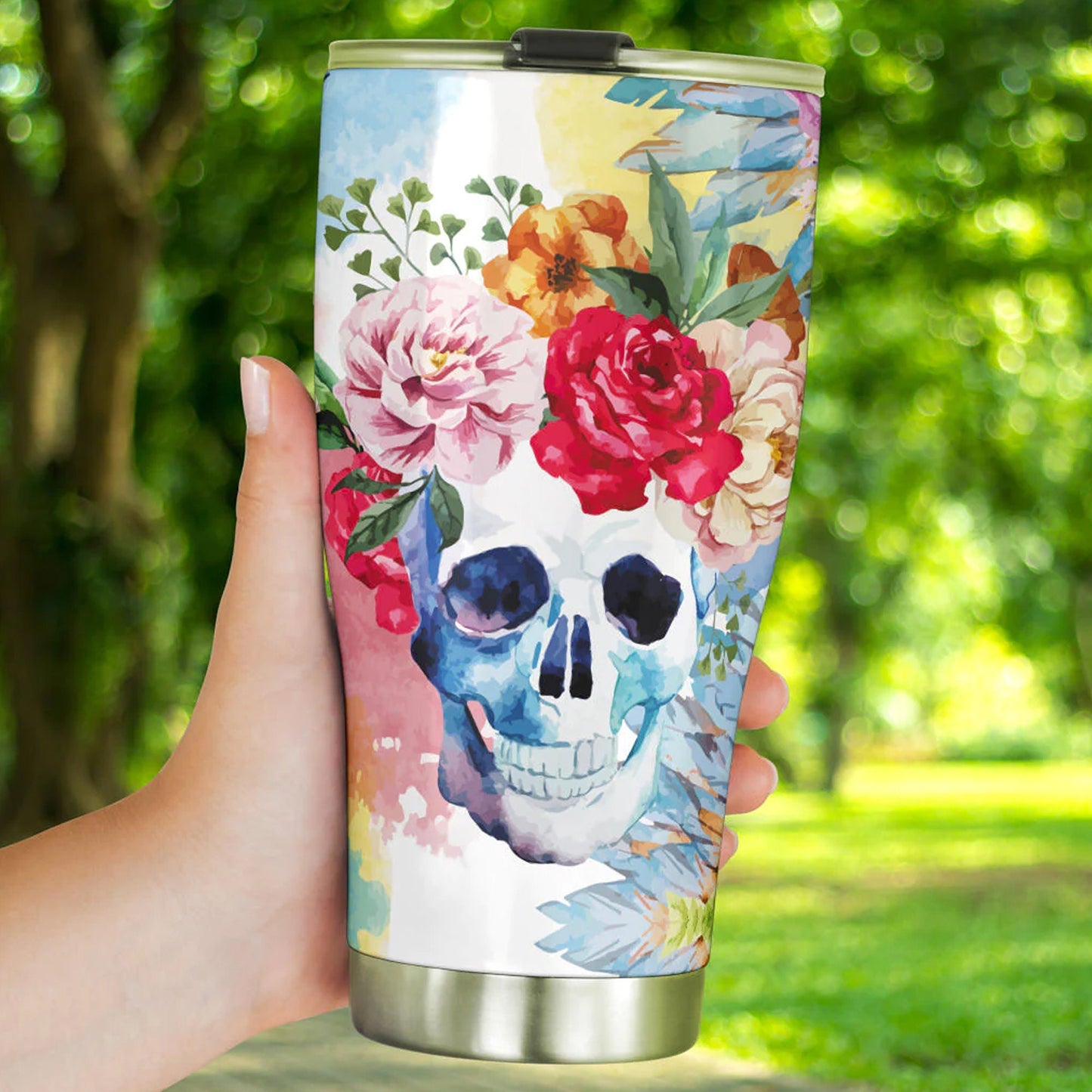 Skull tumbler cup mug, motorcycle skull travel mug, biker skull freezer Mug, flaming skull coffee mug, christmas skull jumbo Mug, gothic mug