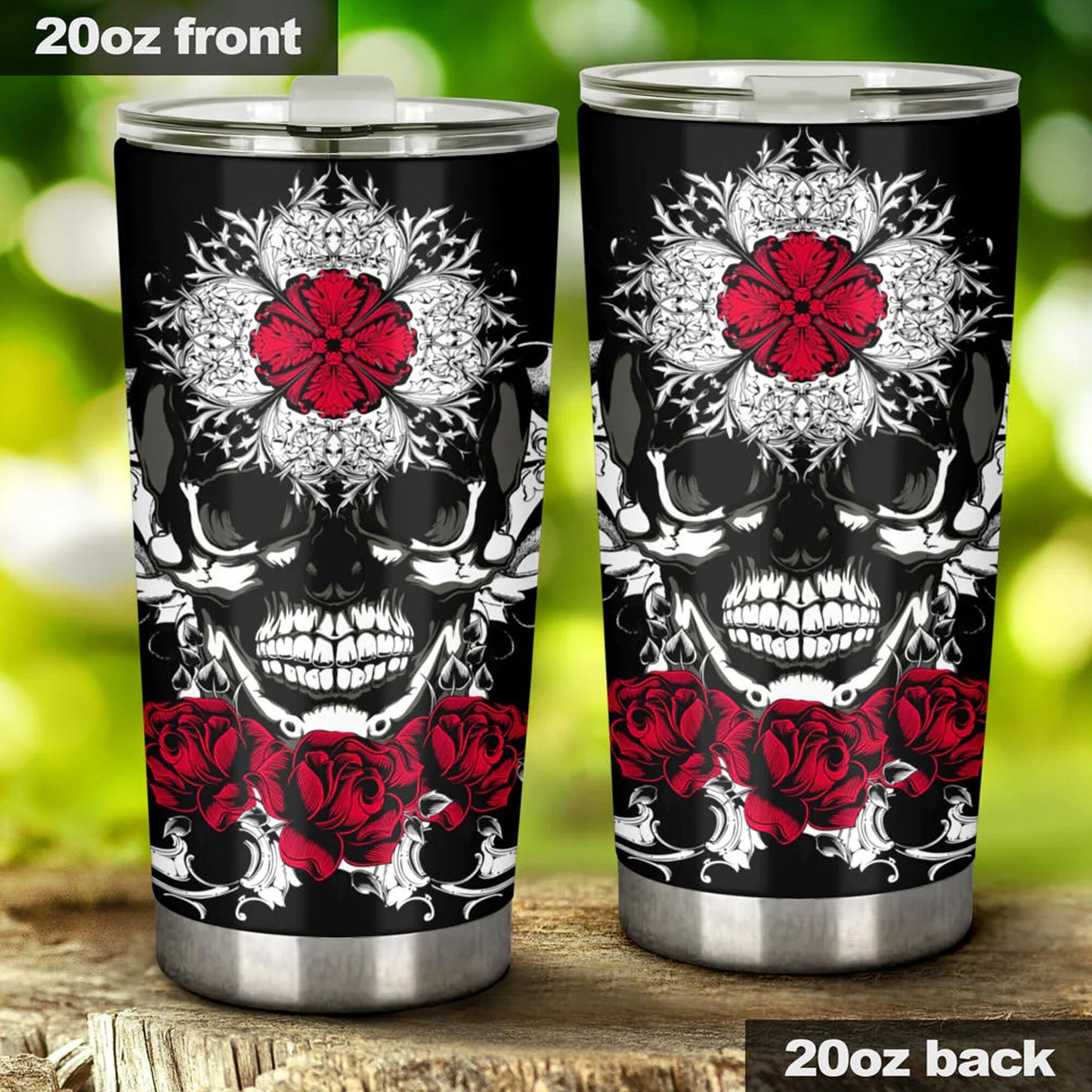 Skull in fire jumbo Mug, evil cup, gothic skull tumbler cup mug, skeleton cup, flower skull freezer Mug, evil beer mug, flower skull mug cup