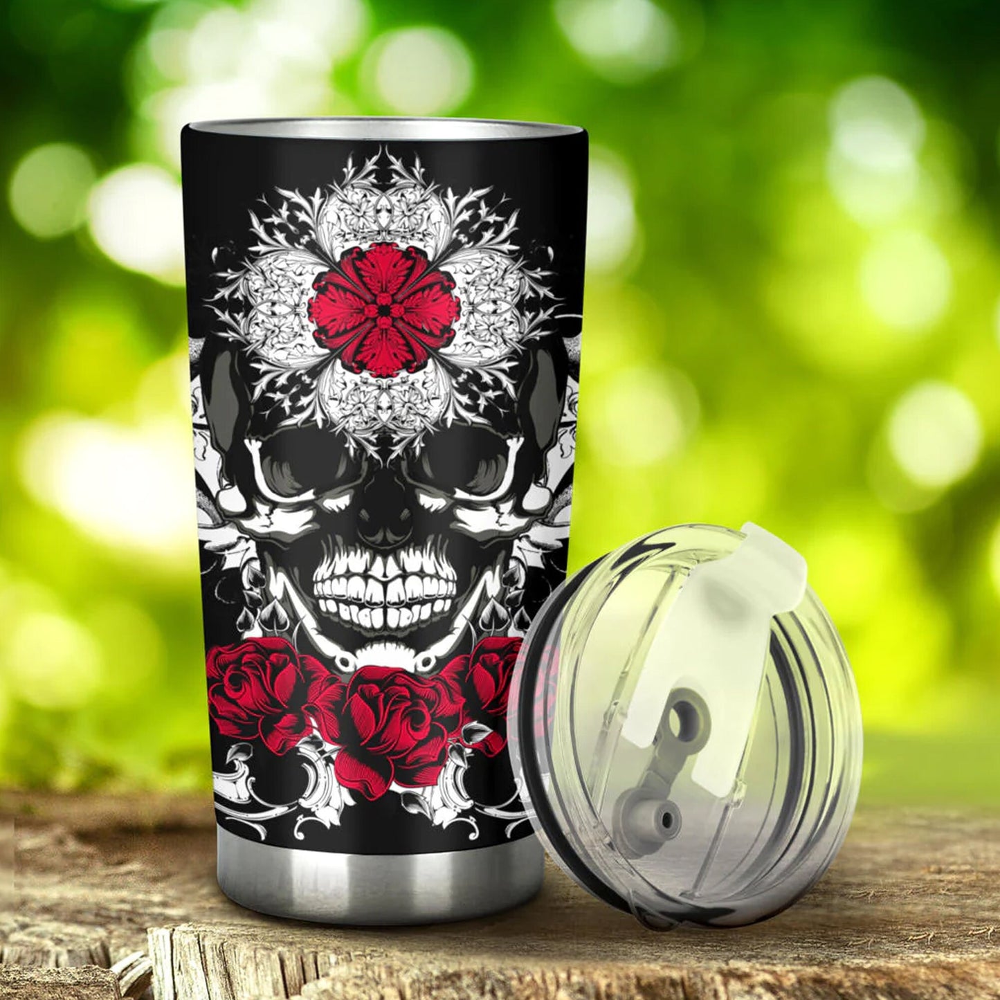 Skull in fire jumbo Mug, evil cup, gothic skull tumbler cup mug, skeleton cup, flower skull freezer Mug, evil beer mug, flower skull mug cup