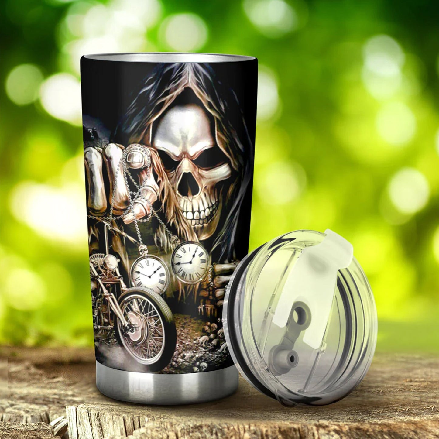 Skull cup, grim reaper tumbler cup mug, skull coffee mug, skull in fire cup, halloween freezer Mug, flame skull tumbler cup mug, flame skull