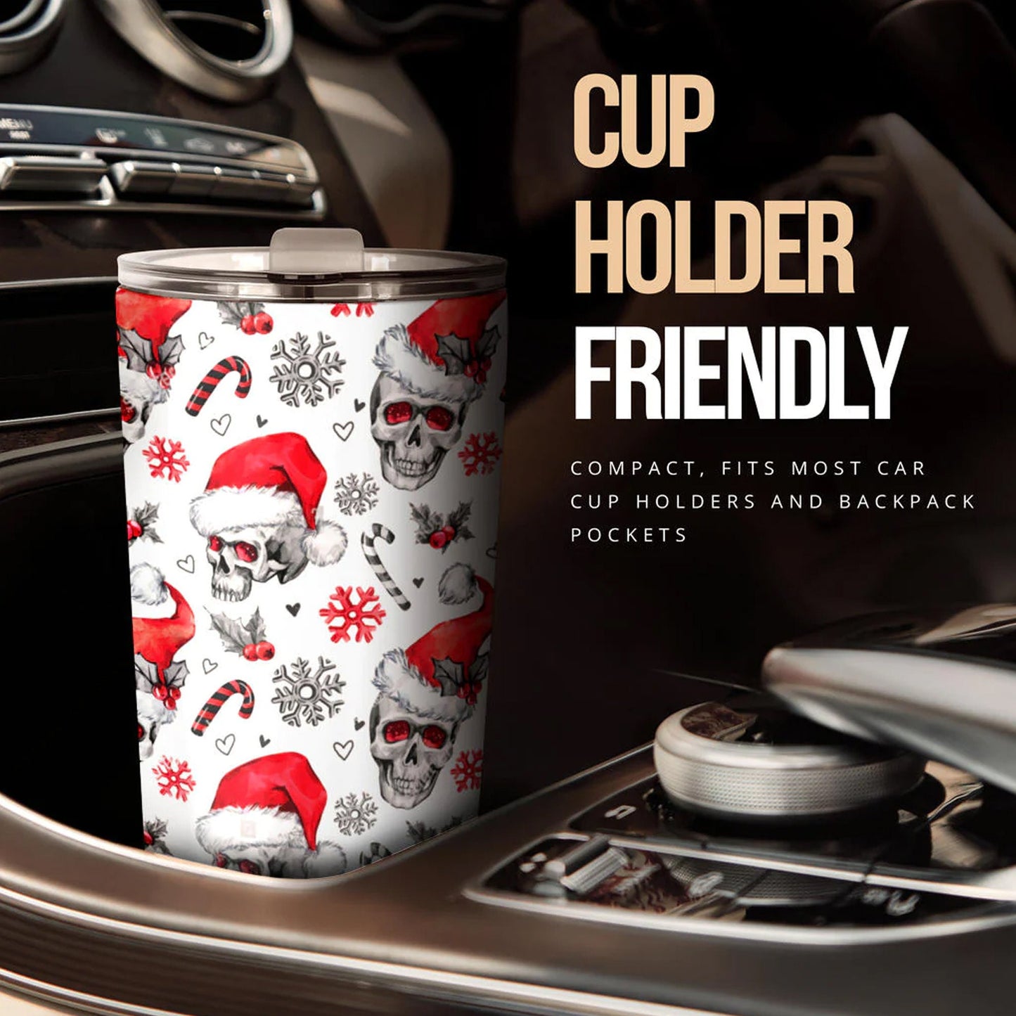 Santa claus skull tumbler, flaming skull Mug, evil tumbler, death skull freezer Mug, biker skull tumbler cup mug, halloween tumbler cup mug