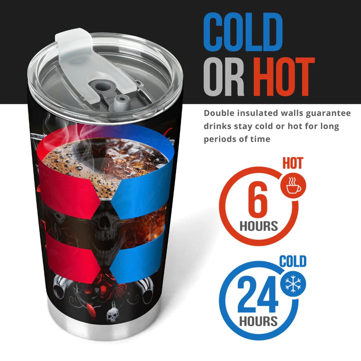 Biker skull tumblr, flaming skull tumbler, motorcycle skull freezer Mug halloween freezer Mug Motorcycle skull tumbler, skeleton freezer mug