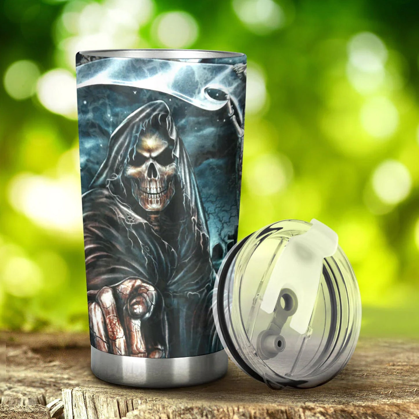 Motorcycle skull mug, halloween freezer Mug, death skull tumbler cup mug, motorcycle skull tumblr, grim reaper cup, biker skull travel mug