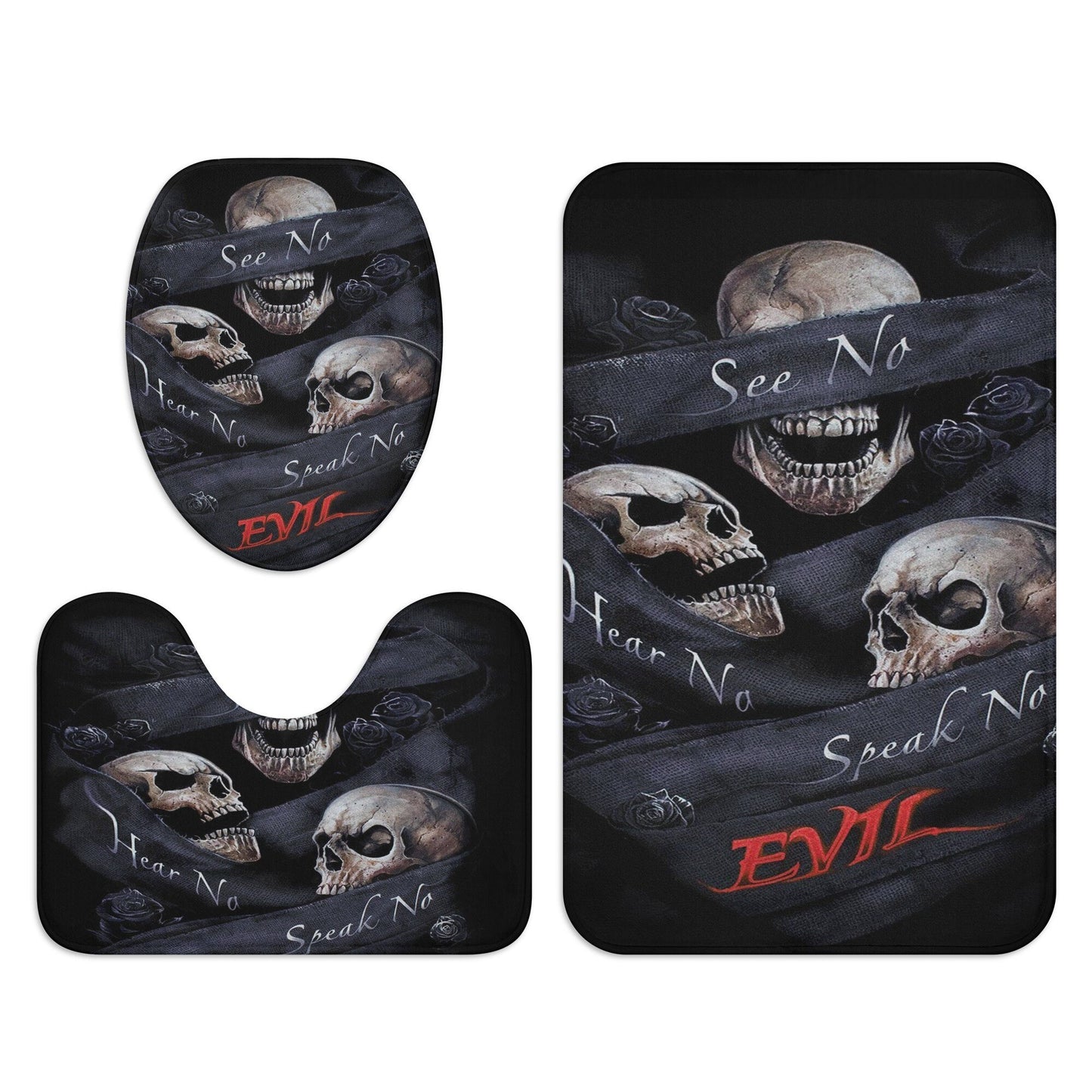 Evil bath rug, halloween rug for bathroom flaming skull bathroom toilet set punisher skull shower curtain grim reaper shower curtain bathrug