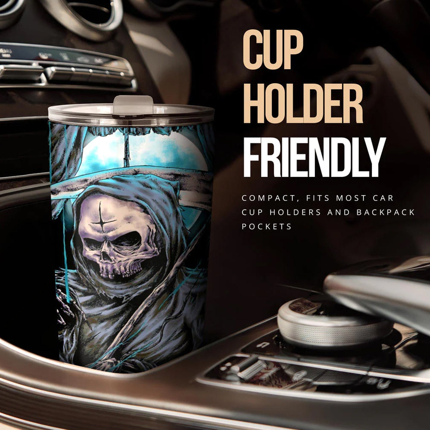 Motorcycle skull cup, horror beer mug, horror mug, grim reaper tumbler cup mug, biker skull travel mug, skull beer mug, flower skull tumblr
