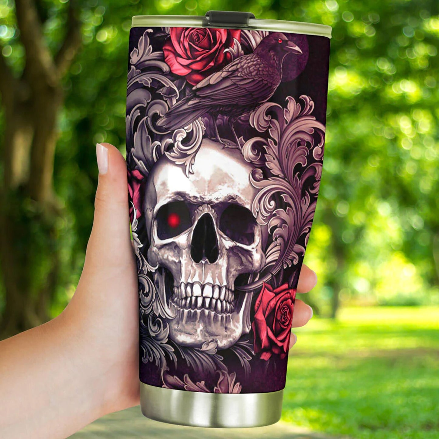 Skeleton tumbler, death skull jumbo Mug, motorcycle skull tumbler cup mug, flower skull coffee mug grim reaper coffee mug, flaming skull mug