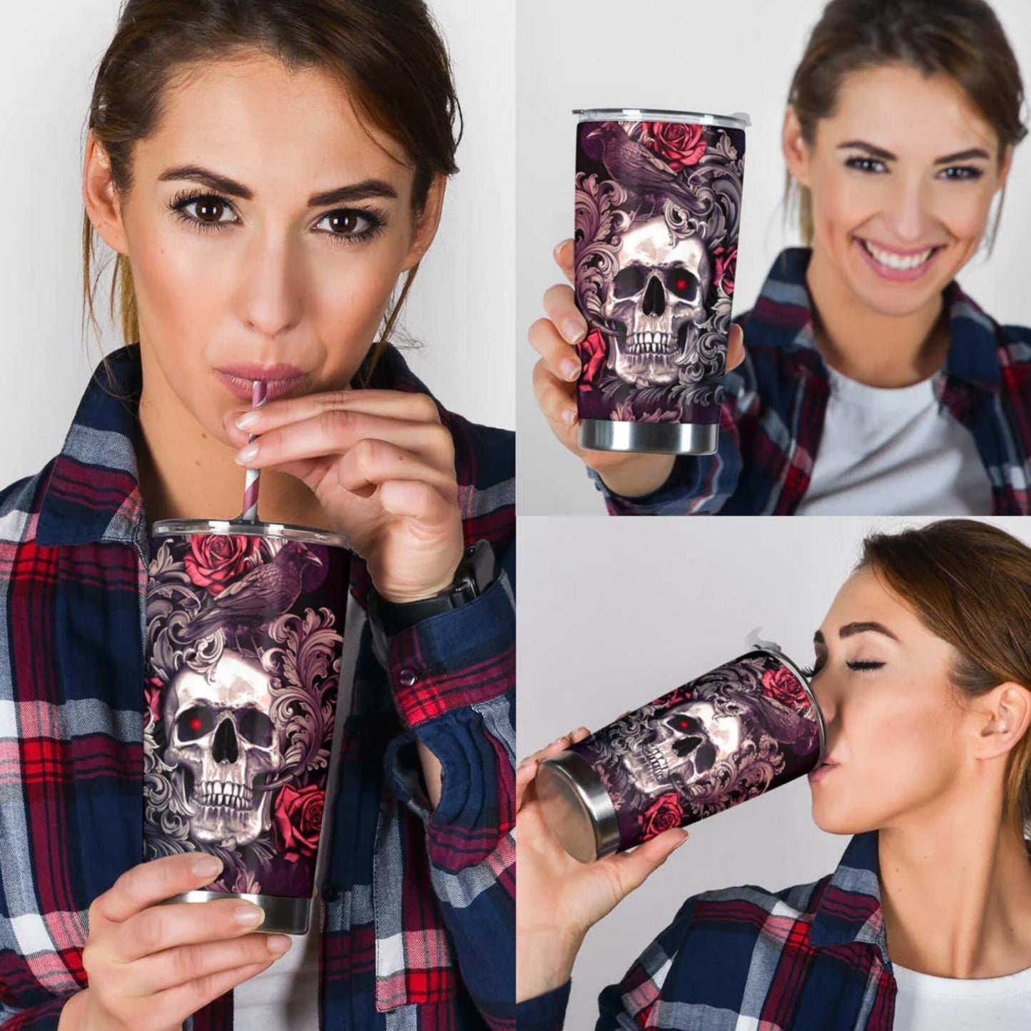 Skeleton tumbler, death skull jumbo Mug, motorcycle skull tumbler cup mug, flower skull coffee mug grim reaper coffee mug, flaming skull mug