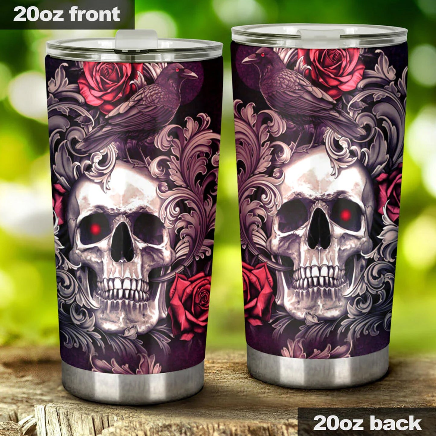 Skeleton tumbler, death skull jumbo Mug, motorcycle skull tumbler cup mug, flower skull coffee mug grim reaper coffee mug, flaming skull mug