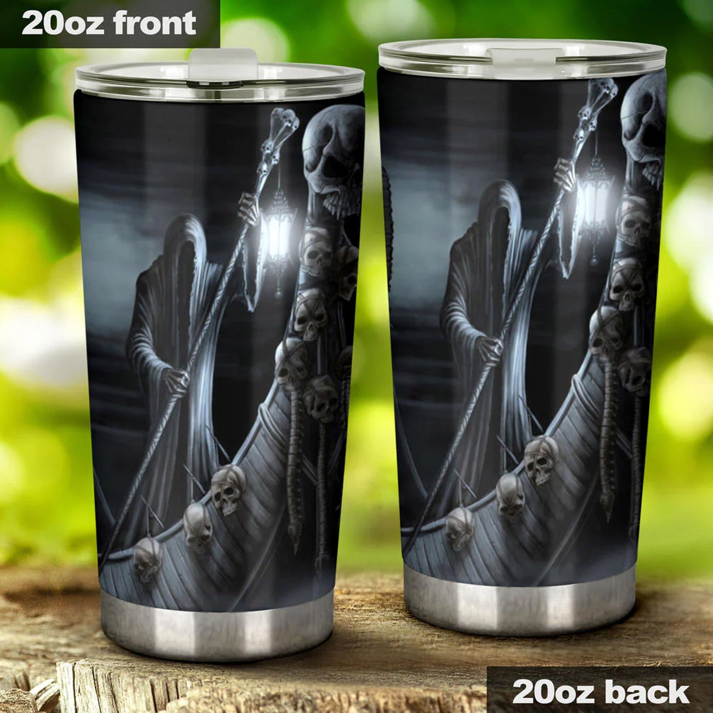 Halloween jumbo Mug, punisher skull tumbler, goth tumblr, death skull tumblr, grim reaper coffee mug, gothic skull mug, skeleton travel mug