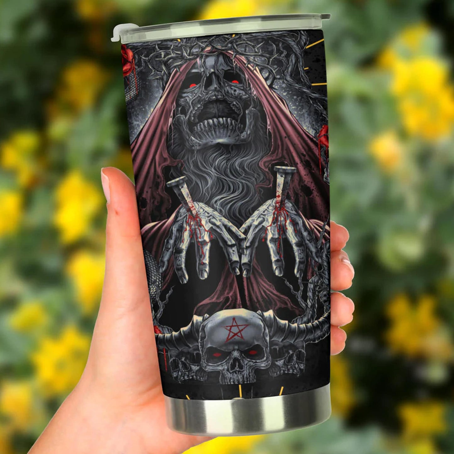 Skeleton mug, flame skull coffee mug, flaming skull coffee mug, gothic skull beer mug, floral skull tumbler, flower skull tumblr, skeleton