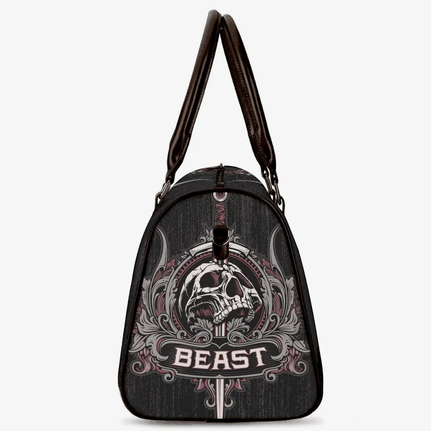 Gothic skull large travel bag, flower skull duffel bag, skeleton travel bag, flame skull weekender bags skull weekender bags, rose skull bag