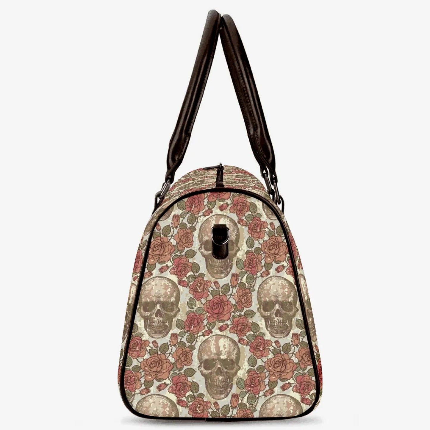 Halloween duffel bag, biker skull Overnight Bag, skull in fire monogrammed bag, horror Vacation Holidays Travel Bag, rose skull handbag bag