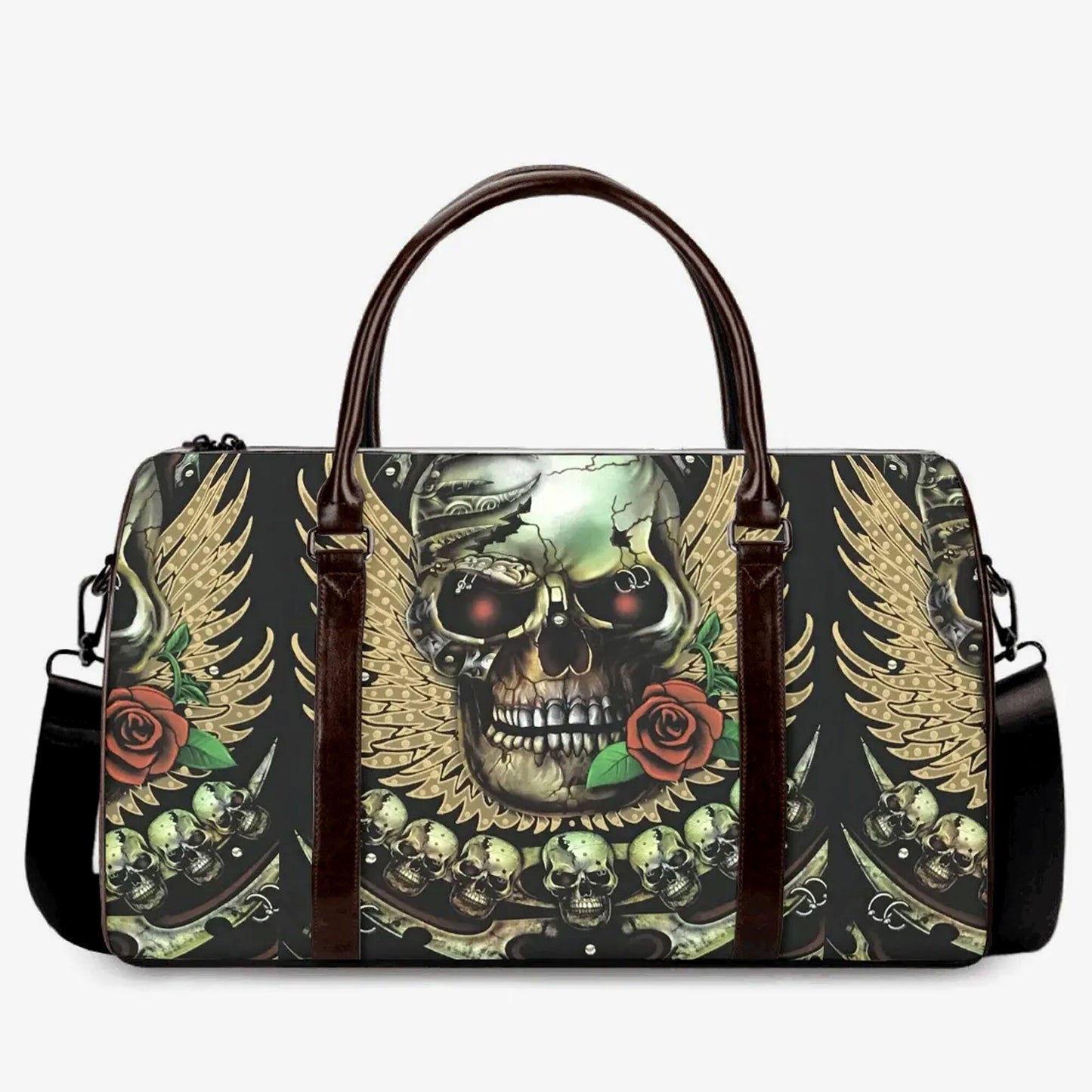 Skull travel bag, floral skull Hospital Bag, skull in fire Overnight Bag, gothic skull Hospital Bag, biker skull weekender bags, flame skull