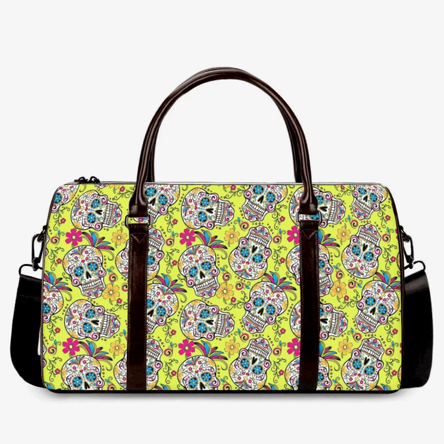 Sugar skull girl weekender bags, sugar skull Overnight Bag, mexico Canvas Weekend Travel Bag, floral skull monogrammed bag candy skull purse