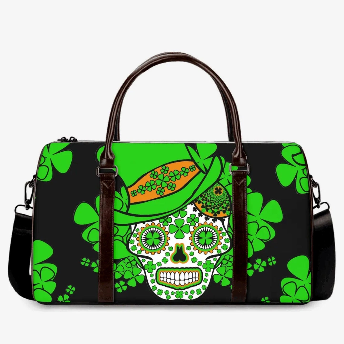 St patrick's day skull Carry On Bag, day of the dead Vacation Holidays Travel Bag, Overnight Bag day of the dead Vacation Holiday Travel Bag