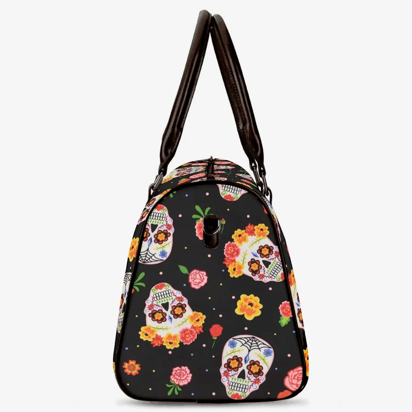 Candy skull monogrammed bag, calaveras skull large travel bag, sugar skull girl Carry on Weekender Overnight Bag, candy skull Overnight Bag