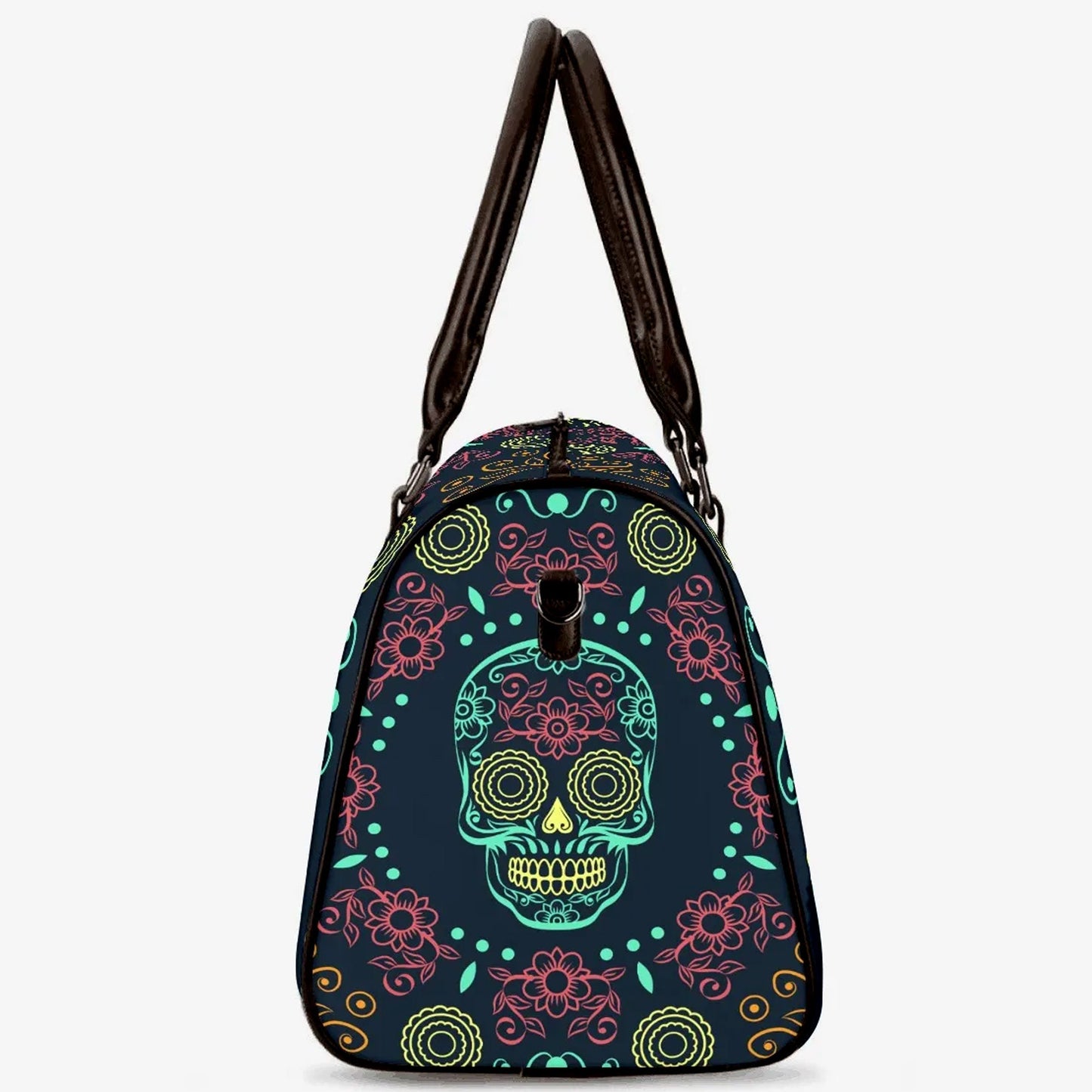 Day of the dead weekender bags, floral skull monogrammed bag, mexican skull Carry On Bag, cinco de mayo skull large travel bag shoulder bag