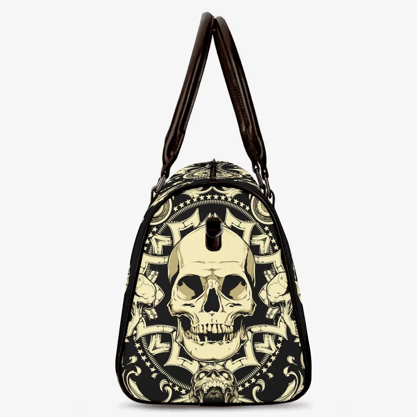 Halloween travel bag, flame skull handbag, horror Carry On Bag, flower skull Vacation Holidays Travel Bag, floral skull travel bag handbag