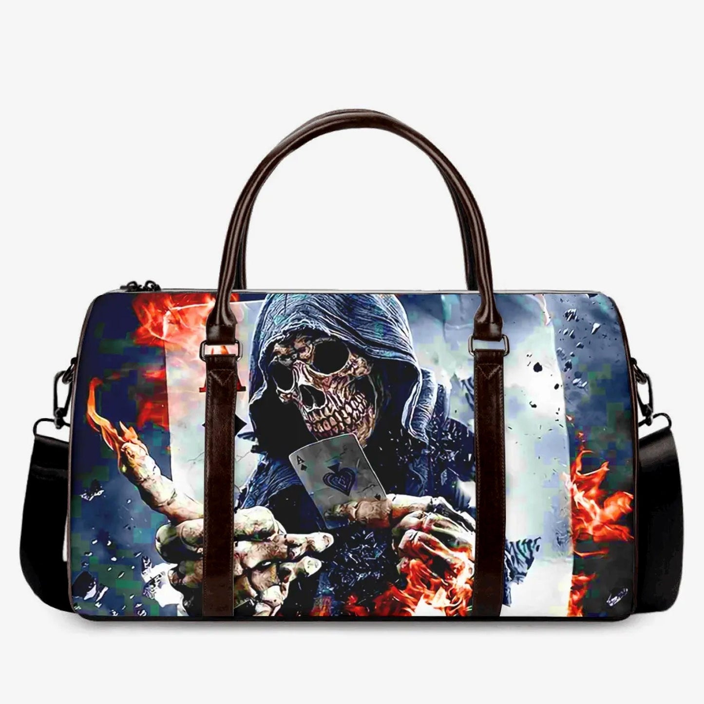 Grim reaper skull large travel bag, floral skull Carry on Weekender Overnight Bag, gothic skeleton Hospital Bag, floral skull Canvas bags