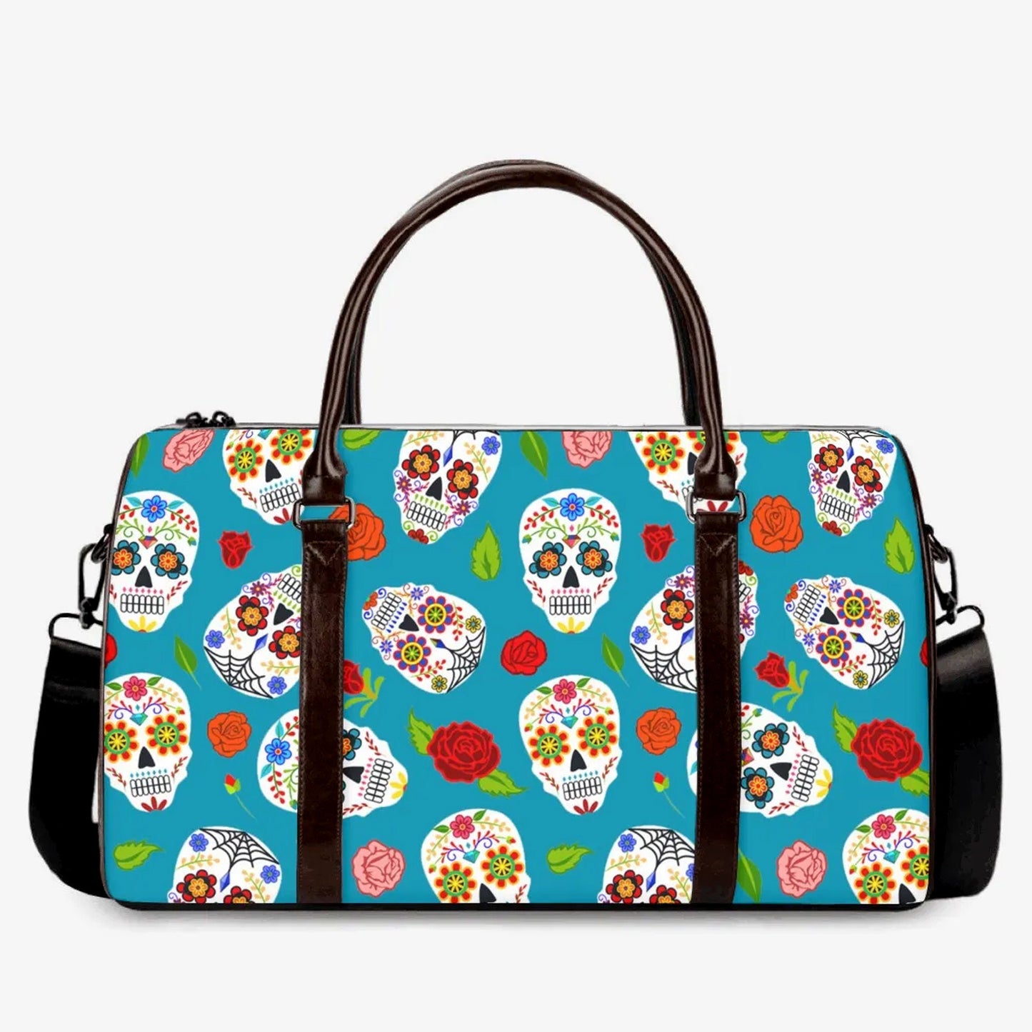 Mexican skull Hospital Bag, floral skull Carry On Bag, calaveras skull weekender bags, floral sugar skull duffel bag, mexico shoulder bags