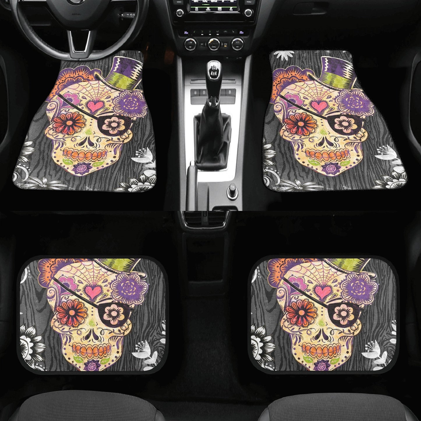 Day of the dead seat cover protector, candy skull car seat , sugar skull girl car seat dia de los muertos skull seat cover protector car mat