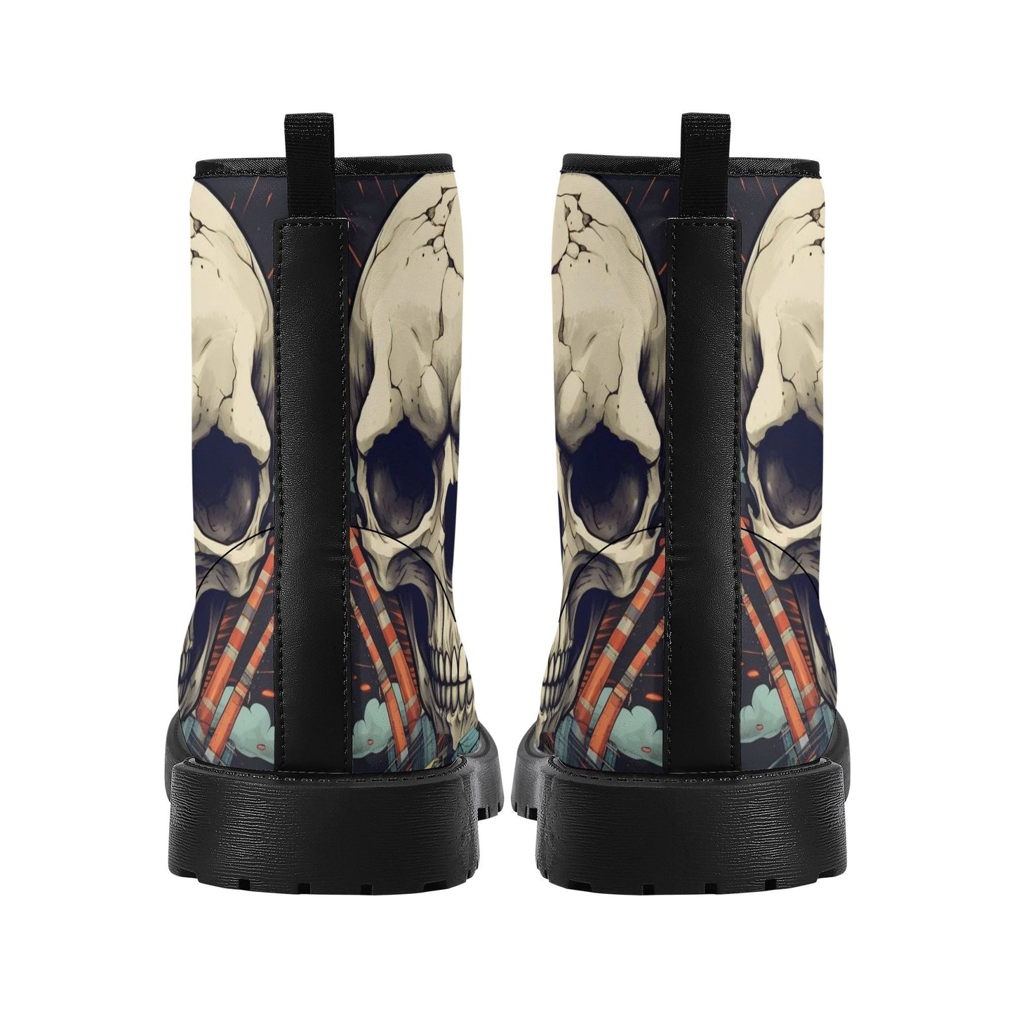 Skeleton waterproof Lace Up Anti-Slip platform nooties, grim reaper combat boots, gothic skull ankle Boots, flower skull boots, halloween