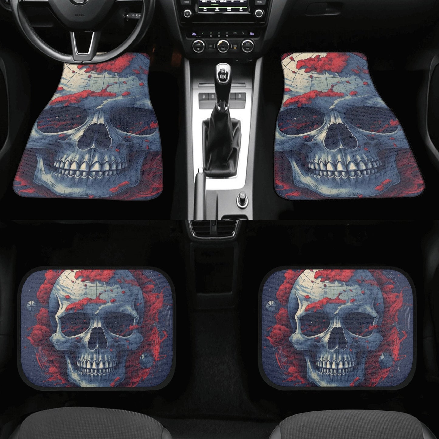 Horror car seat cushion cover, flame skull seat cover for car, punisher skull car seat protector, rose skull car seat tool, goth seat covers