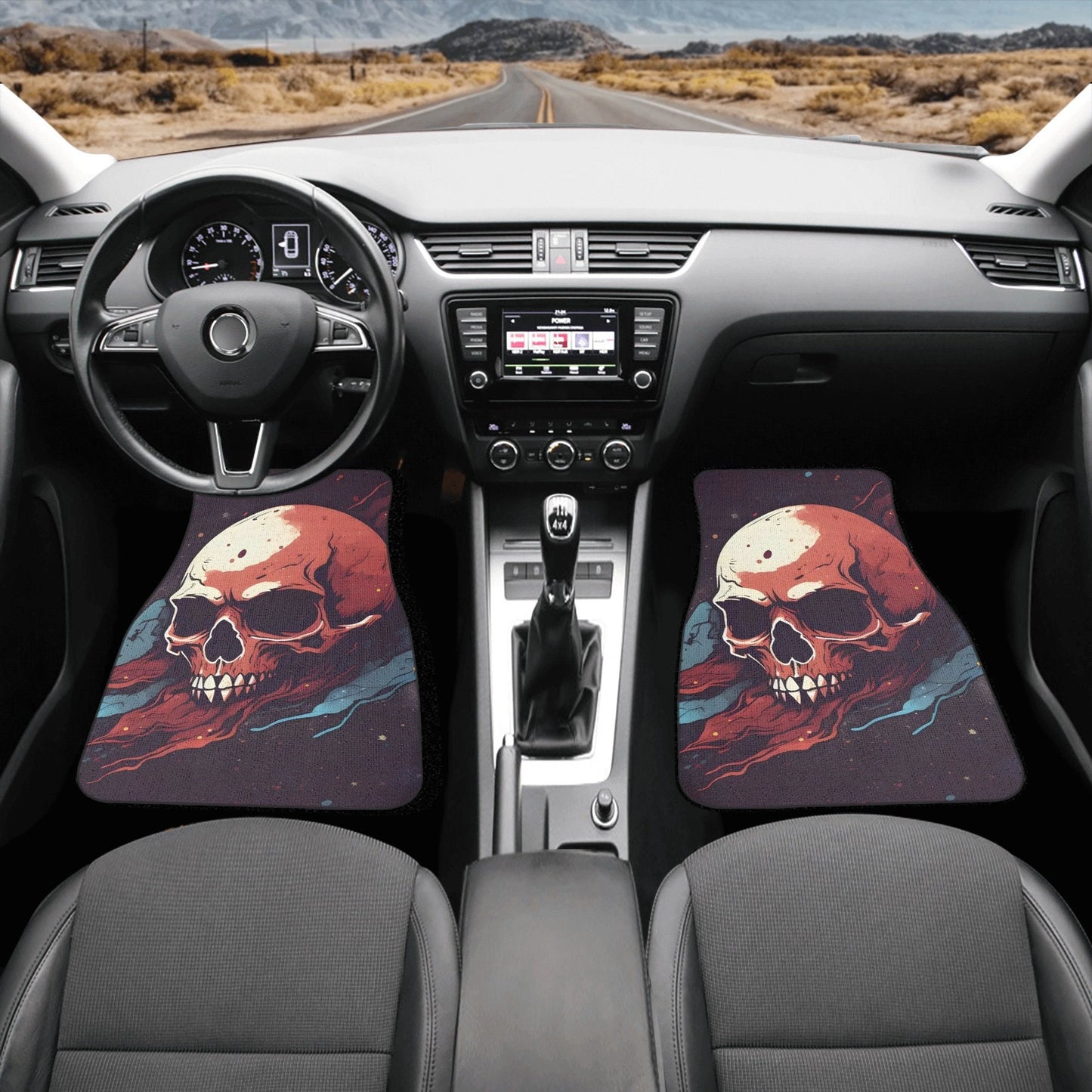 Goth car seat cushion cover, gothic skull car accessories, flower skull car seat cover, biker skull car seat protector, biker skull car seat
