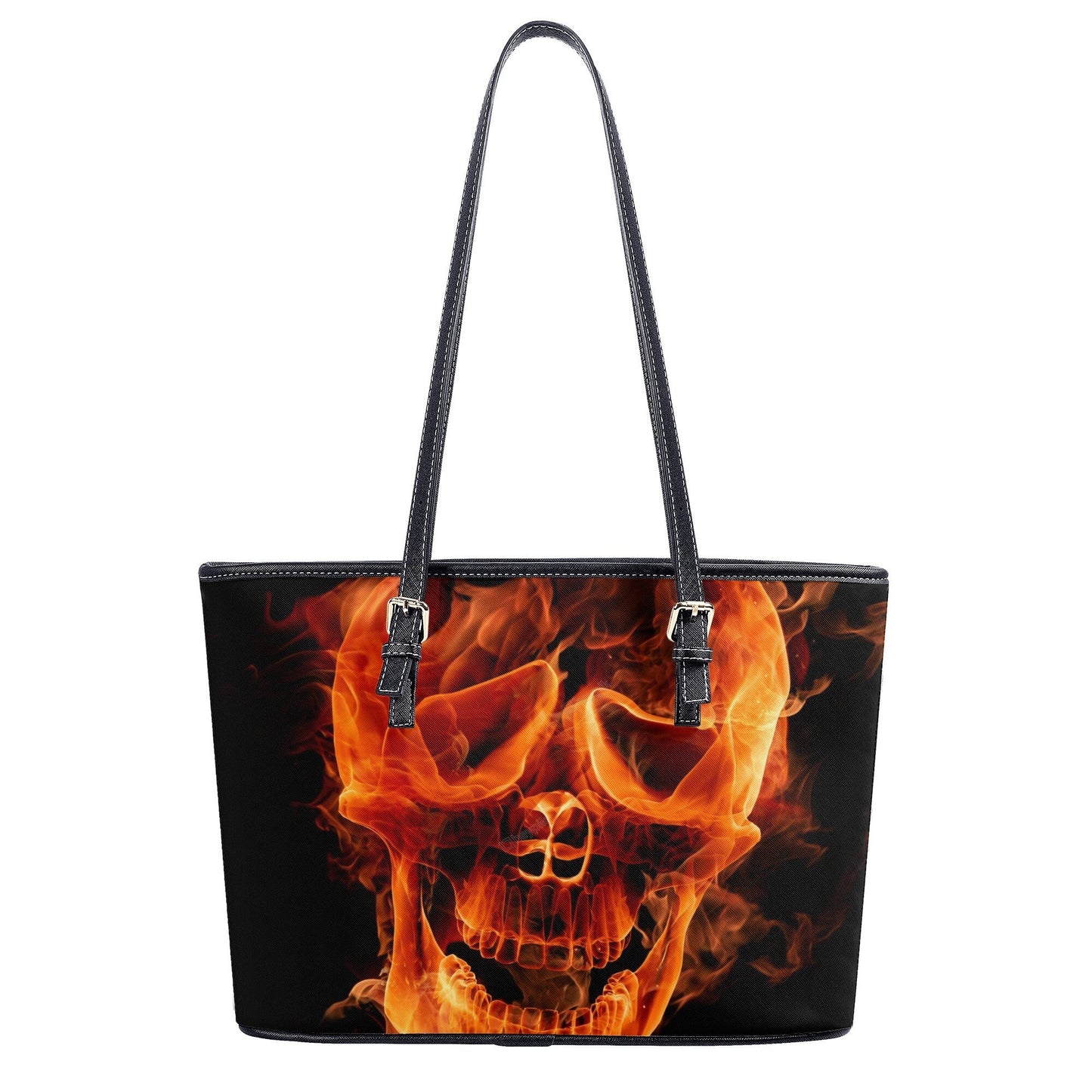 Flame skull messenger bag, punisher skull handbag, skull in fire tote bag, floral skull long wallet, floral skull crossbody bag skull purse