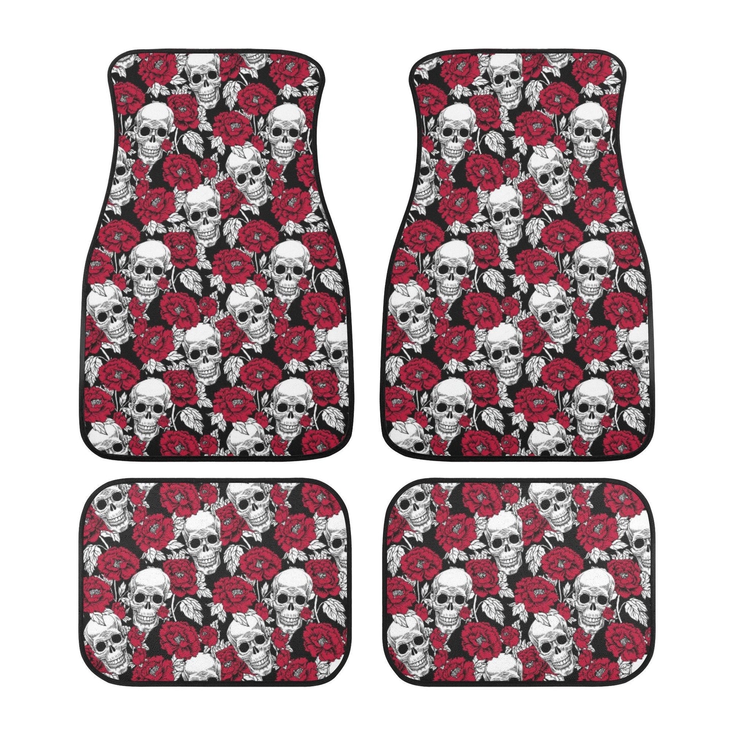 Rose skull mat for car, death skull car protector, rose skull car seat cover full set evil car seat cover full set rose skull car seat cover