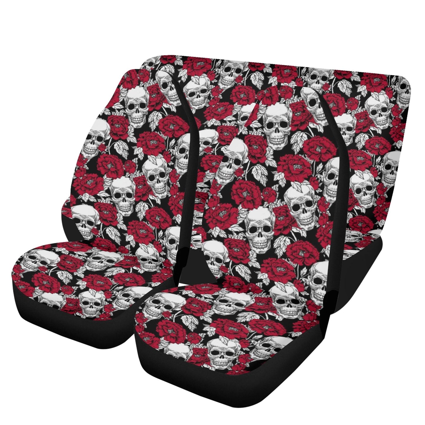 Rose skull mat for car, death skull car protector, rose skull car seat cover full set evil car seat cover full set rose skull car seat cover