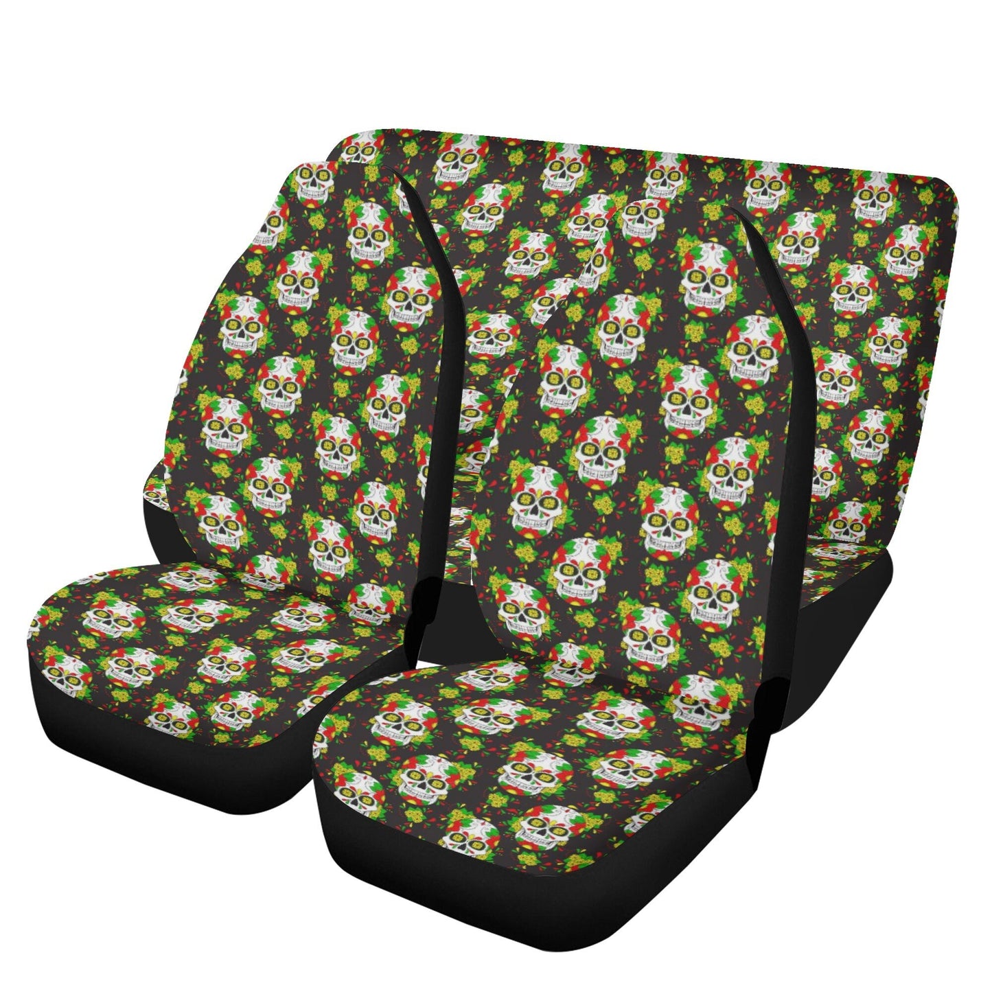 Floral sugar skull seat cover for car, mexican skull car rug, cinco de mayo skull seat cover protector, cinco de mayo skull car accessories