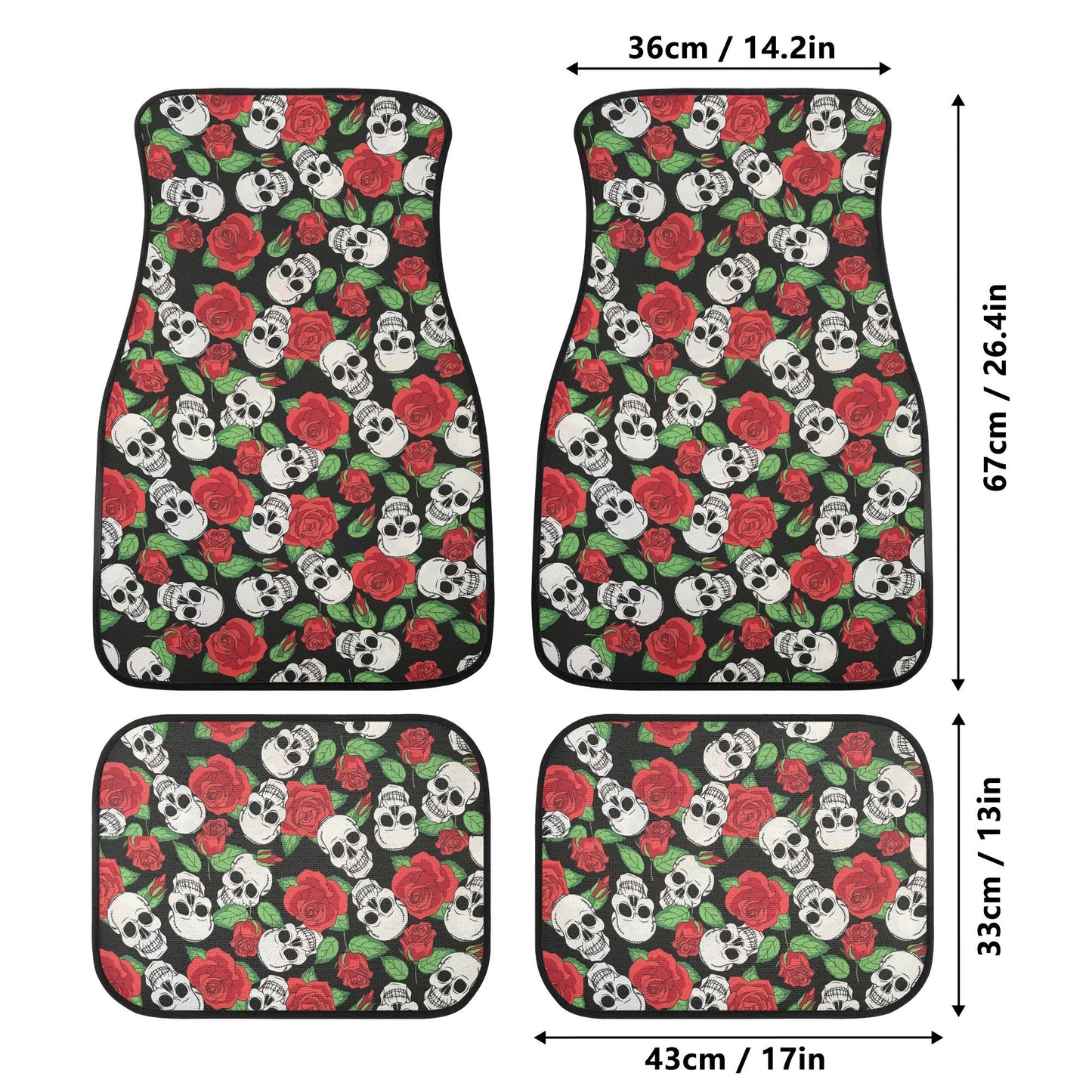 Flower skull seat cover for truck, flame skull seat cover protector, punisher skull car accessories, skeleton car accessories floor mats set