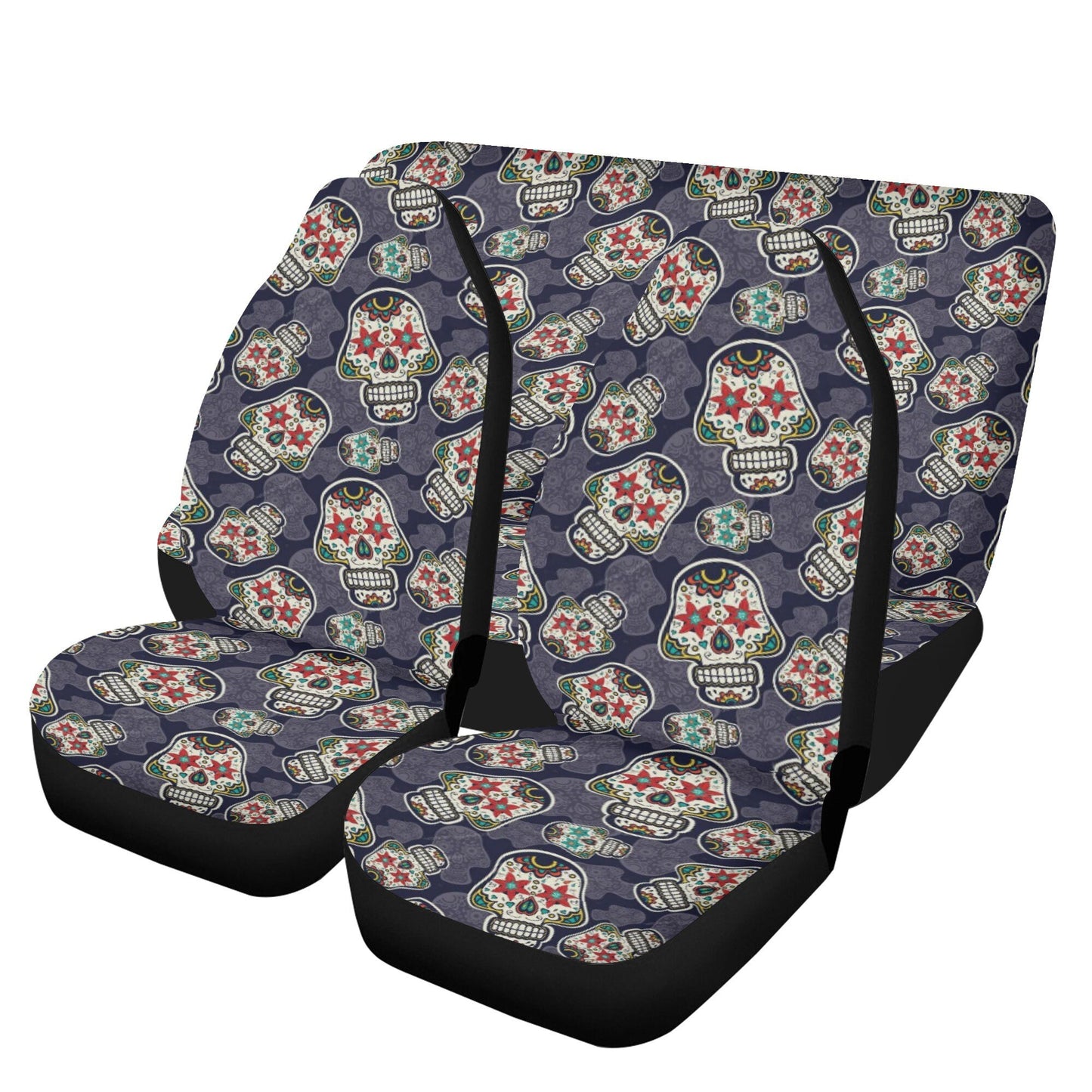 Floral sugar skull car seat protector cover cinco de mayo skull seat cover for car mexican skull car protector, sugar skull girl rug for car